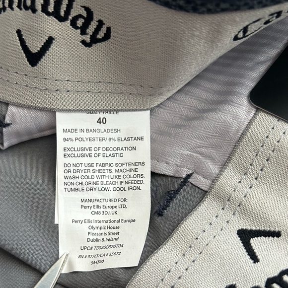 NWT Callaway Men’s Gray Stretch Active Waistband Performance‎ Golf Short Size 40 - Picture 7 of 11